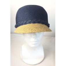 Mujer&apos;s  Hat Jaclyn Smith Blue Straw Beige Brim Cap   eb-16692955